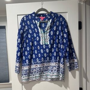Lilly Pulitzer Blue and White Blouse